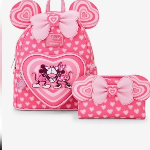 Loungefly Handbags - Loungefly NWT Disney Mickey & Minnie
Mouse Heart Ears Set w /wallet